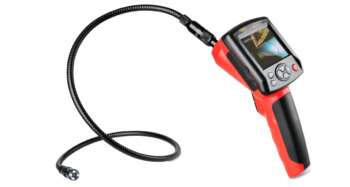 Geo Fennel FVE150 Video endoscoop Voor het inspecteren en bewaken van ontoegankelijke plaatsen zoals in motoren en machines, het bekijken van onderwaterobjecten zoals drainages en damwanden en het bereiken van ontoegankelijke plaatsen zoals verlaagde plafonds, en in de spouw. Op het  3″ grote scherm is alles direct zichtbaar en met één druk op de knop draai je het beeld 180° zodat je altijd een goed perspectief hebt. Ook kun je het contrast, de belichting en de kleuren naar wens aanpassen, iets wat bij veel goedkopere modellen ontbreekt. De Geo fennel FVE 150 heeft de mogelijkheid om foto's en video's op het interne geheugen op te slaan. De video endoscoop heeft 70 MB intern geheugen en een 2 GB SD-geheugenkaart De Geo Fennel FVE 150 video borescope wordt standaard geleverd met een 1m lange flexibele zwanenhals met 17mm camerakop, TV-kabel, USB-kabel, oplader, magneet, haak en spiegel in een stevige kunststof koffer.