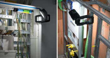 Mobiele LED-accuspot CL 1050 MA bij schakelkast