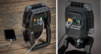 Smartphone opgeladen via USB met LED-accuspot CL 4050 MA