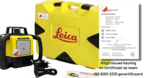 De Leica Rugby 610 is een zelf stellende horizontaal laser. De Leica Rugby 610 is met één druk op de knop in en uit te schakelen. De Rugby 610 laser is IP67 beschermd, tegen stof en water, heeft een glazen beschermkooi om de rotorkop, een stevige behuizing en wordt geleverd met rubberen handgrepen.