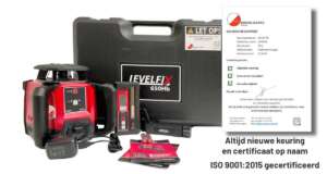 Levelfix 650HB Set compleet met ontvanger, lader en certificaat voor de gesloten transportkoffer.