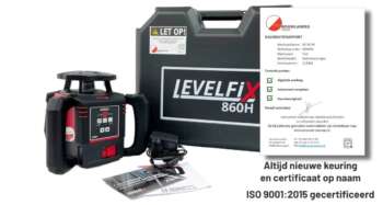 De Levelfix 860H bouwlaser set met transportkoffer, lader en accu.
