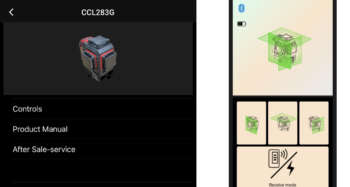 De LevelFix CONNECT App op een smartphone, waarmee de CCL283G laser via Bluetooth op afstand bediend kan worden.