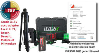 Levelfix CCL284G set met statief, LLD200GR handontvanger en gratis 18V adapter.