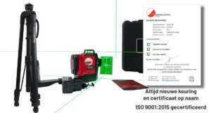 LevelFix CCL460G 3D lijnlaser set met 160 cm statief, koffer en kalibratiecertificaat.