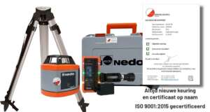 Nedo Sirius 1 H set met Acceptor MAXX en licht bouwstatief, inclusief certificaat, in robuuste koffer.
