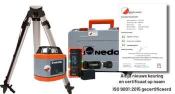 Nedo Sirius 1 H set met Acceptor MAXX en licht bouwstatief, inclusief certificaat, in robuuste koffer.