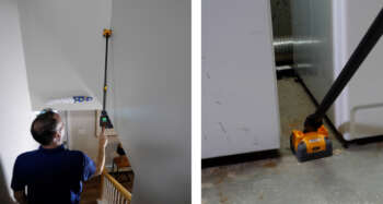 Protimeter ReachMaster Pro = Efficiëntie + Veiligheid Met de ReachMaster Pro, welke snelle en veilige vochtinspecties mogelijk maakt, hoeven gebruikers minder tijd te besteden aan het navigeren door obstakels, terwijl ze toch veilig blijven. De ReachMaster Pro is in staat om gebieden te onderzoeken die net buiten bereik liggen -