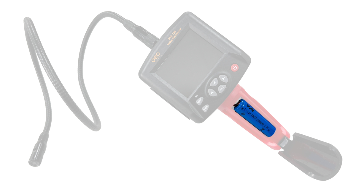 Accu t.b.v. Geo Fennel FVE100/150 en Levelfix/metrofix VS500 video endoscoop. 3.7V 2000 mAh met kleine connector (6,5 x 2,7 x 9,5 mm)