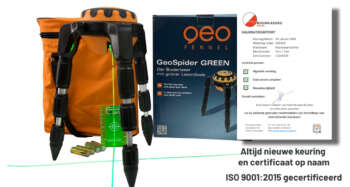De complete Geo Spider Green Vloerlaser set met transporttas en accessoires.