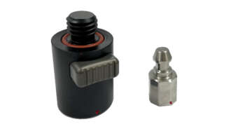 Snelkoppeling 5/8"-> 5/8" Deze aluminium snelkoppeling maakt het mogelijk om snel en eenvoudig een GPS rover, prisma of een laser vast te zetten of los te koppelen van een statief, prisma- of GPS-stok.