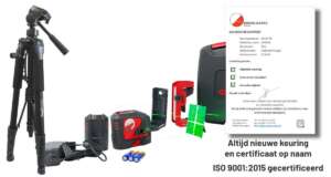 De complete Leica Lino L2G Statief Set overzichtelijk in de robuuste koffer.