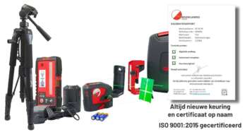 De Leica Lino L2G Complete Set met laser, ontvanger, statief en alle accessoires in de koffer.