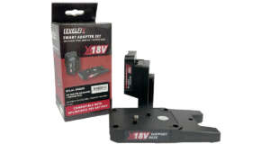 Adapter voor Milwaukee accu set met support base en verpakking