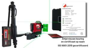 Complete LevelFix CCL460G 3D lijnlaser set met statief, LLD200GR ontvanger en koffer.