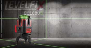 Levelfix CCL680G multilijnlaser in gebruik op een bouwlocatie