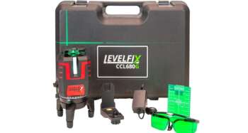 Levelfix CCL680G multilijnlaser set uitgestald voor de koffer