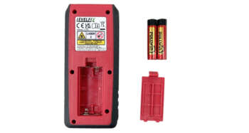 Achterzijde van de Levelfix LXD35G met het geopende batterijvak.