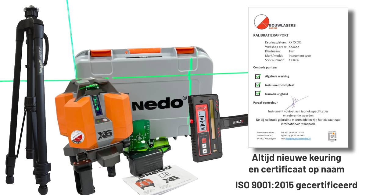 Nedo X-liner 6 green met statief en ontvanger Bouwlasers Online