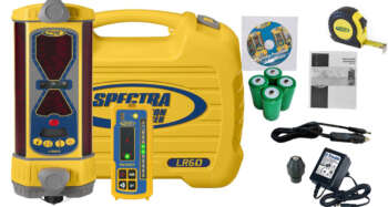 De Spectra LR60W machine ontvanger Aflezing via grote heldere LED's Voorzien van loodrecht sensor en bladhellingsindicator Loodrecht compensator Draadloze cabine display