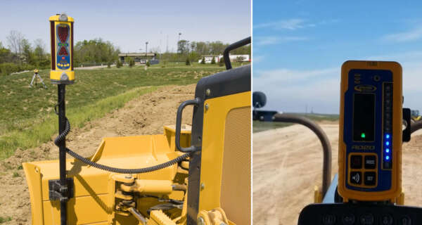 De Spectra LR60W machine ontvanger Aflezing via grote heldere LED's Voorzien van loodrecht sensor en bladhellingsindicator Loodrecht compensator Draadloze cabine display