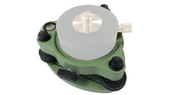 Stelschroevenblok zonder optisch lood Dit stelschroevenblok zonder optisch lood is voor zien van een 5/8" statief aansluiting en een geforceerde centrering. I.c.m. een stelschroevenblok adapter (Draaibaar of vast)te gebruiken voor een Prismastation of GNSS/GPS basisstation